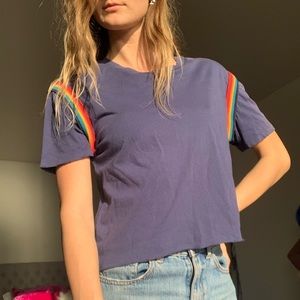 AVIATOR NATION 🌈NAVY RAINBOW SLEEVE BOYFRIEND TEE